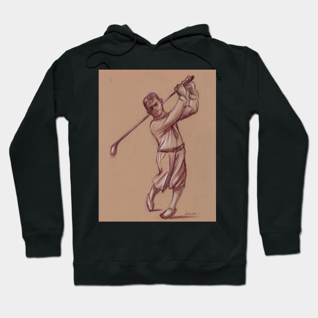 Bobby Jones - Pencil drawing of the Legendary Golfer Hoodie by tranquilwaters